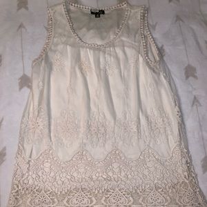 cream lacy tank top